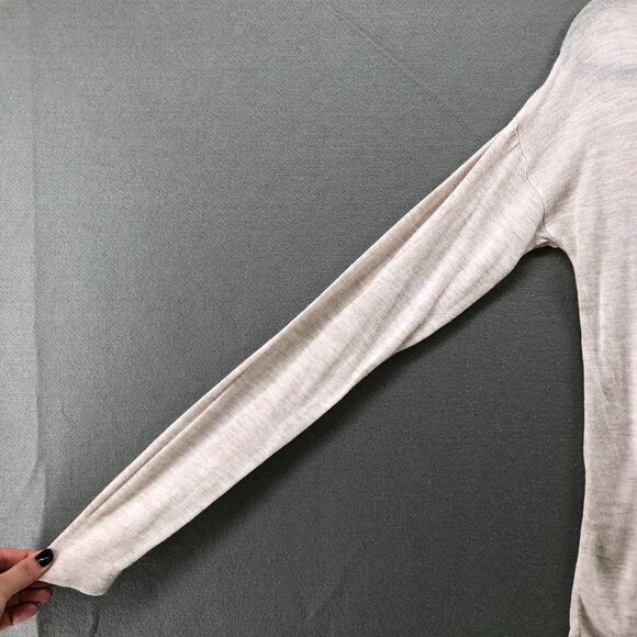 Madewell Long Sleeve Tie Front T Shirt Womens S Sheer V-neck Cream Lightweight - Picture 6 of 11